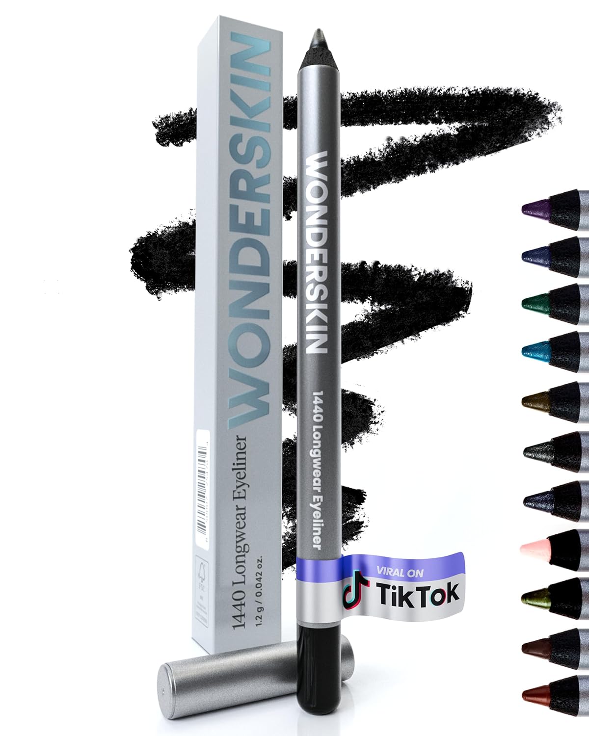 Wonderskin Eyeliner Pencil, 1440 Longwear Deep Black Eyeliner Pencil - Waterproof, Sharpenable &