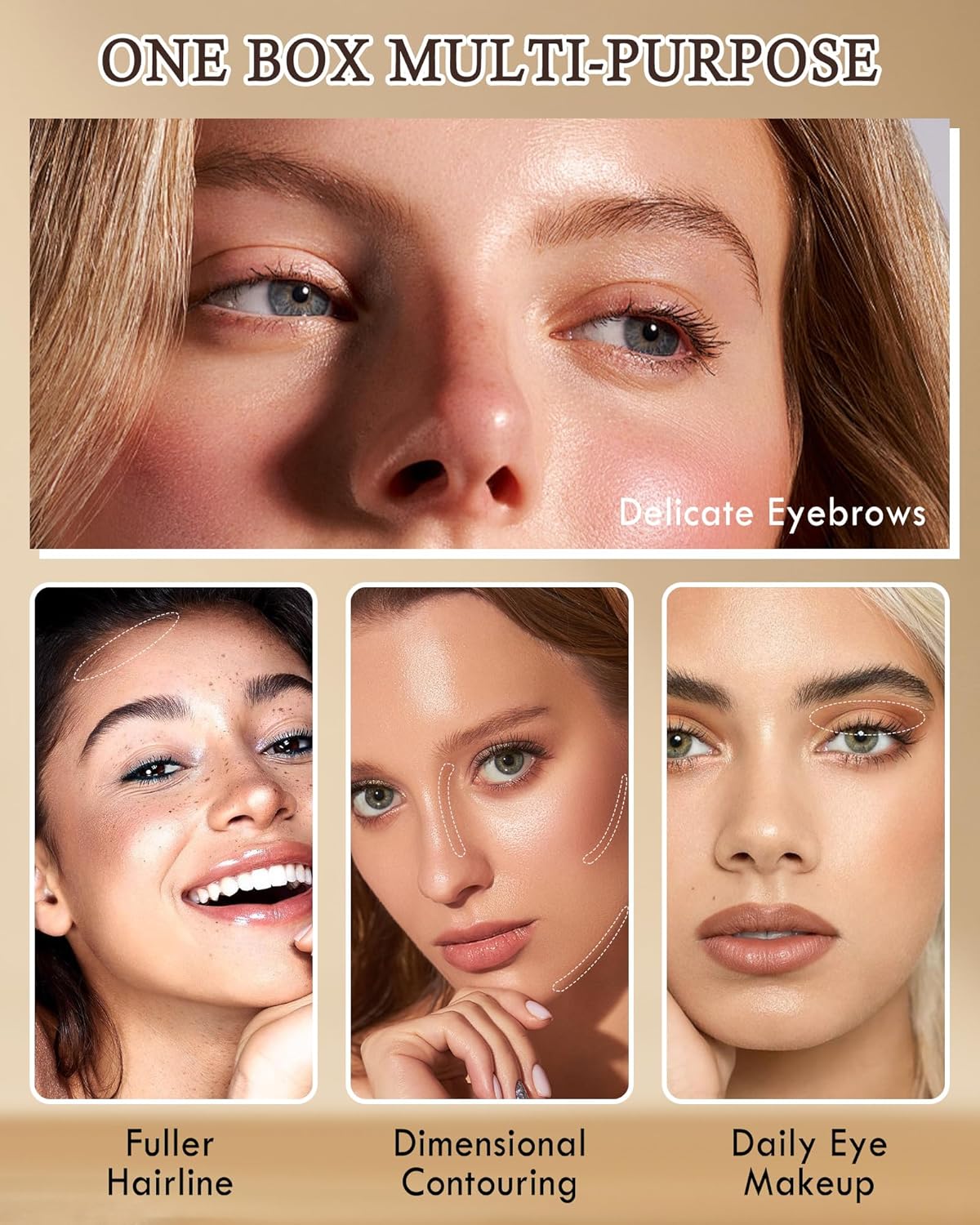 Eyebrow Powder Makeup Kit-3 Colors Eye Brow Tinting Powder Palette for Women Eyebrows Long-Lasting