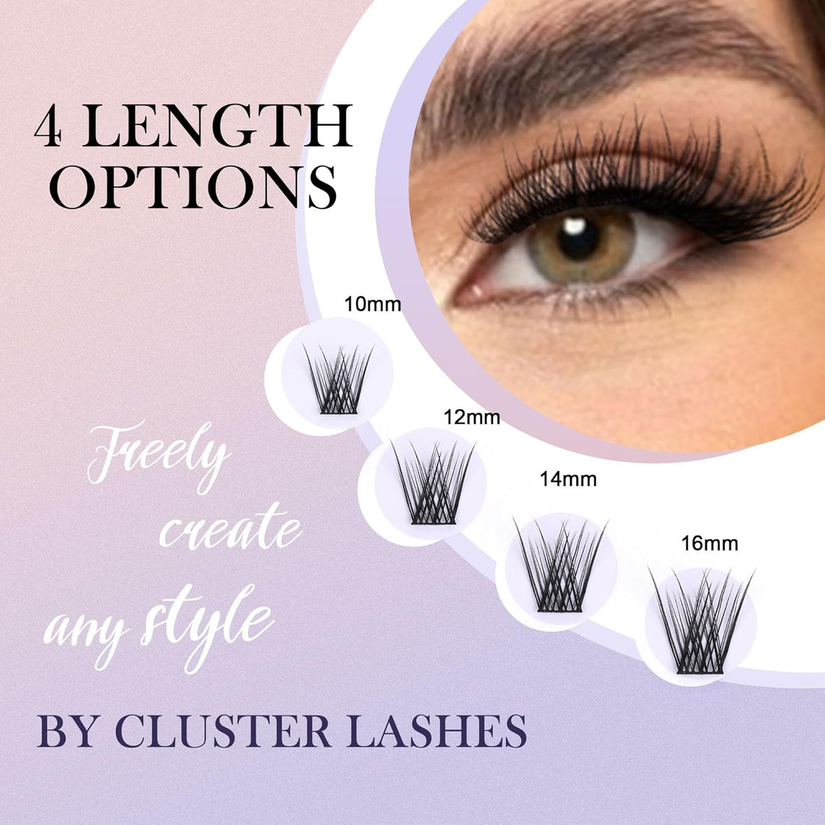 GAQQI Lash Clusters, GQ03 False Eyelashes DIY Lash Extensions D Curl 168PCS Cluster Lashes 14MM