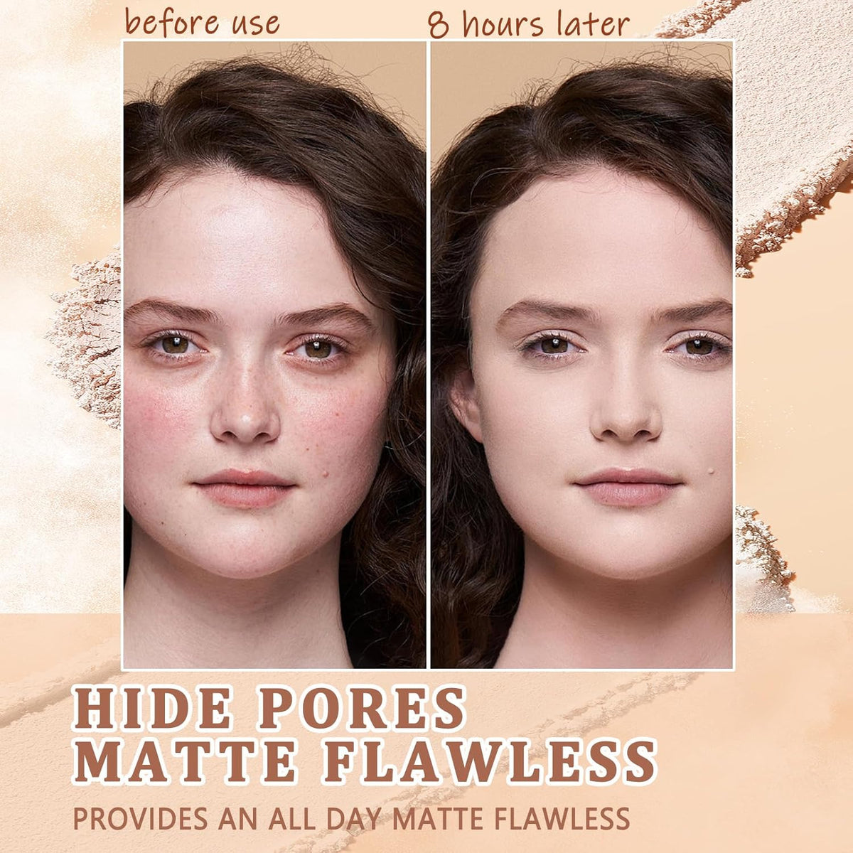 Oil Control Face Pressed Powder,Matte Smooth Flawless Setting Powder Makeup,Waterproof Long Lasting