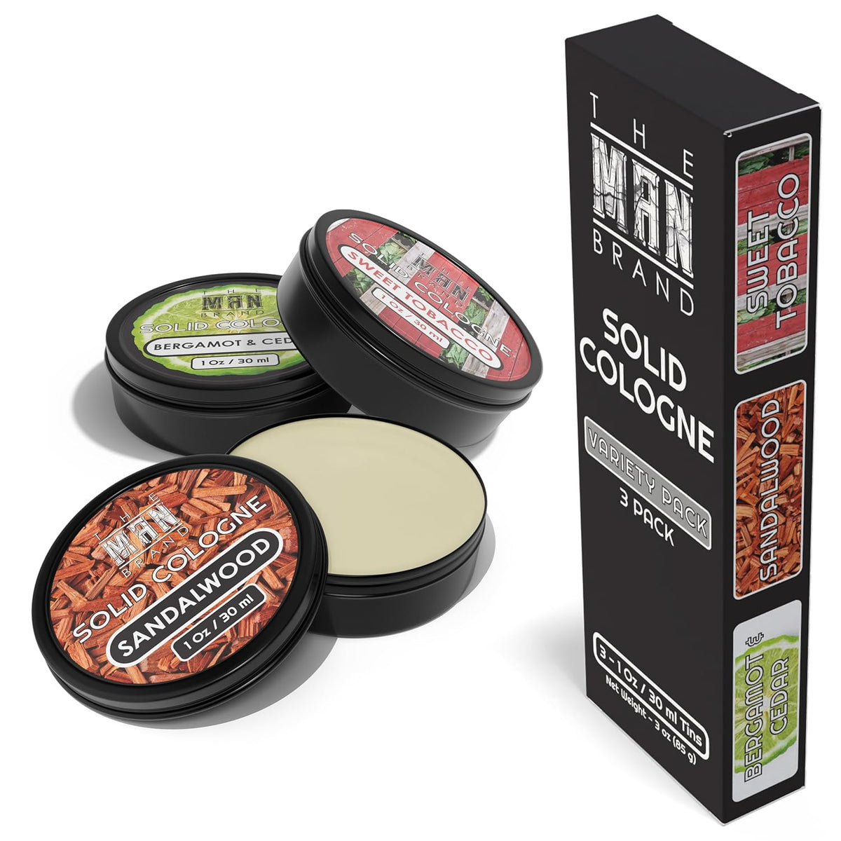 Solid Cologne Men's Cologne Sample Set, Solid Perfume with a Sweet Tobacco, Citrus Bergamot, and