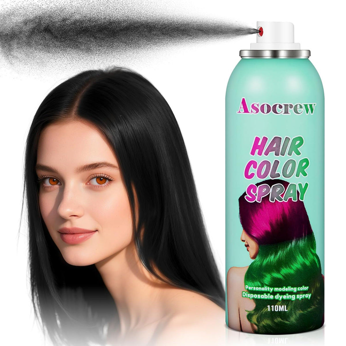 Black Hair Spray,Hair Color Spray Dye,Temporary Hair Color Spray for Kids Women Men,Color Hair