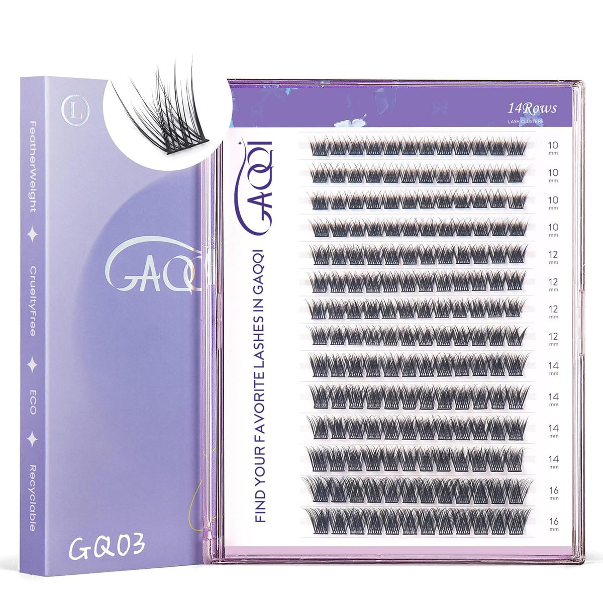 GAQQI Lash Clusters, Eyelash Clusters C Curl Cluster Lashes 168PCS 10-16MM, Wispy Individual Lashes