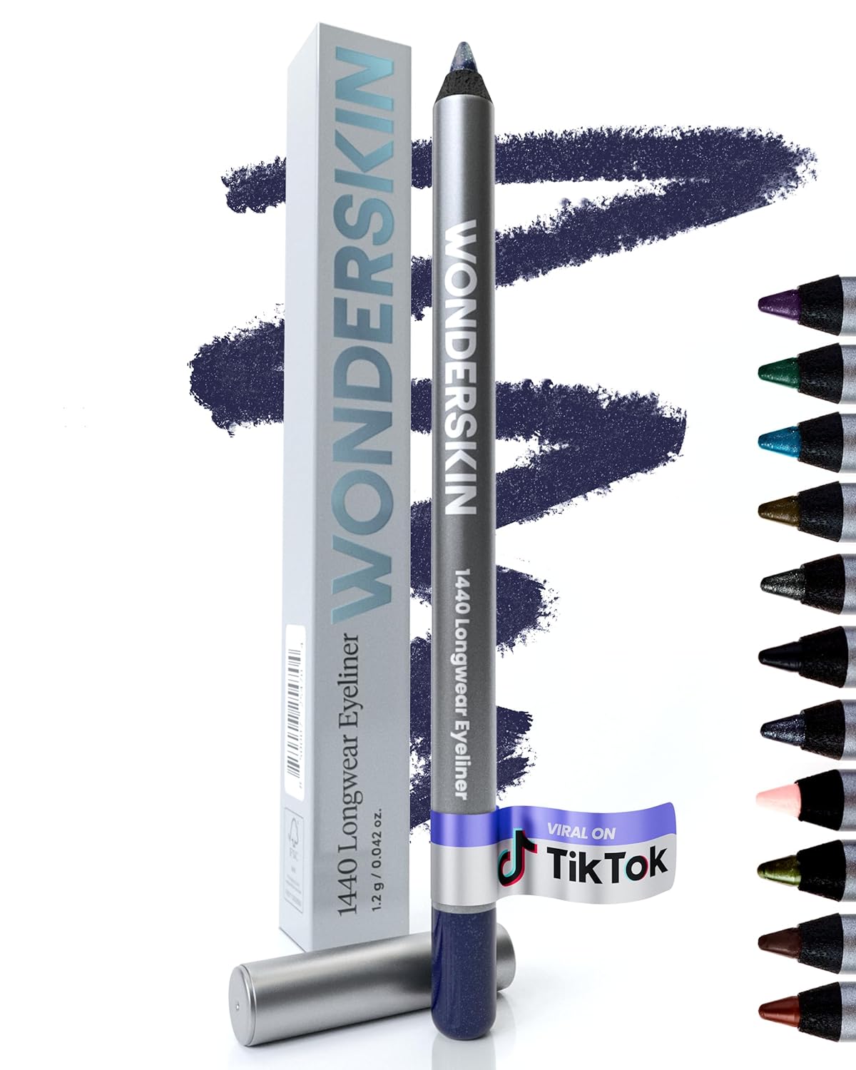 Wonderskin Eyeliner Pencil, 1440 Longwear Blue Purple Eyeliner Pencil - Waterproof, Sharpenable &