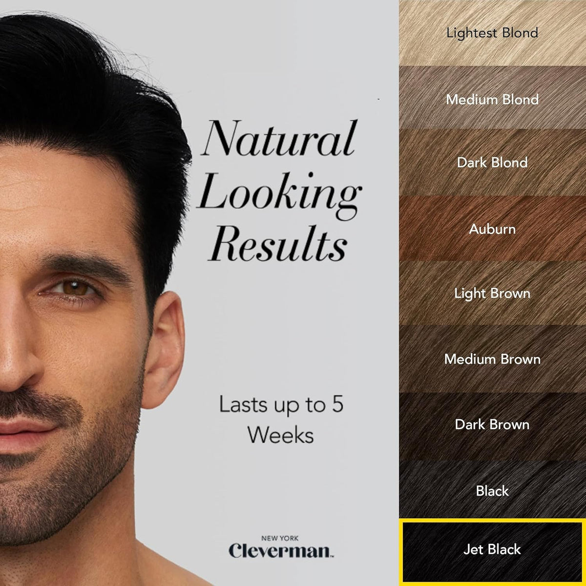 CLEVERMAN Jet Black Hair & Beard Dye for Men, All-in-One Reusable Kit - Permanent, Ammonia-Free