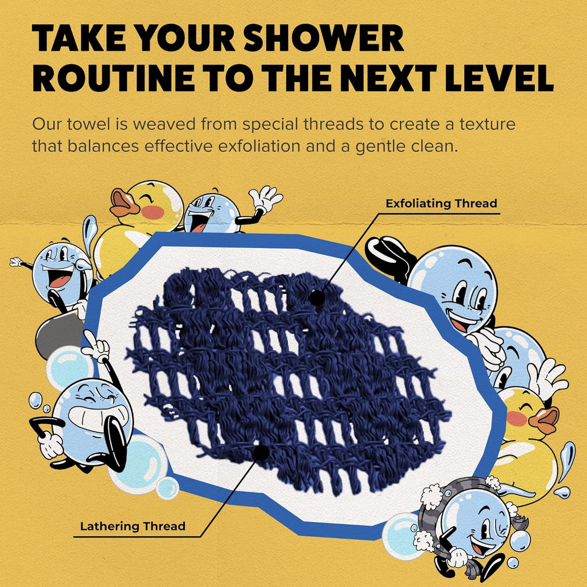 GOSHI Exfoliating Shower Towel - Rip-Resistant Exfoliating Washcloth for All Skin Types - Indigo