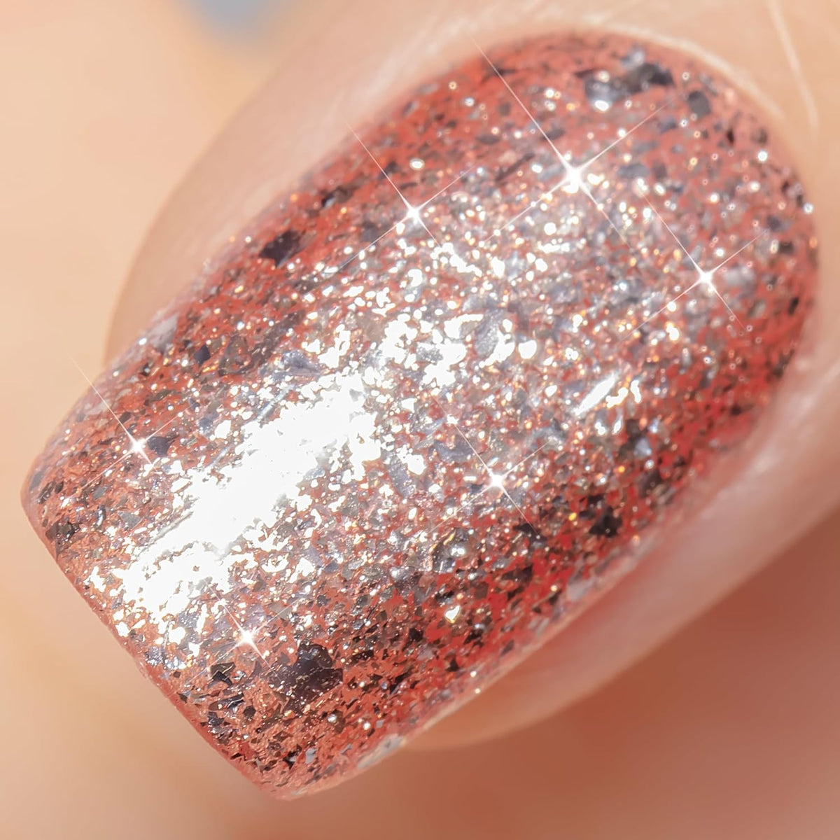 YTD Likomey Gel Nail Polish,15ml Rose Gold Glitter Nails Gel,Fall Winter Shiny Sparkly Salon Home