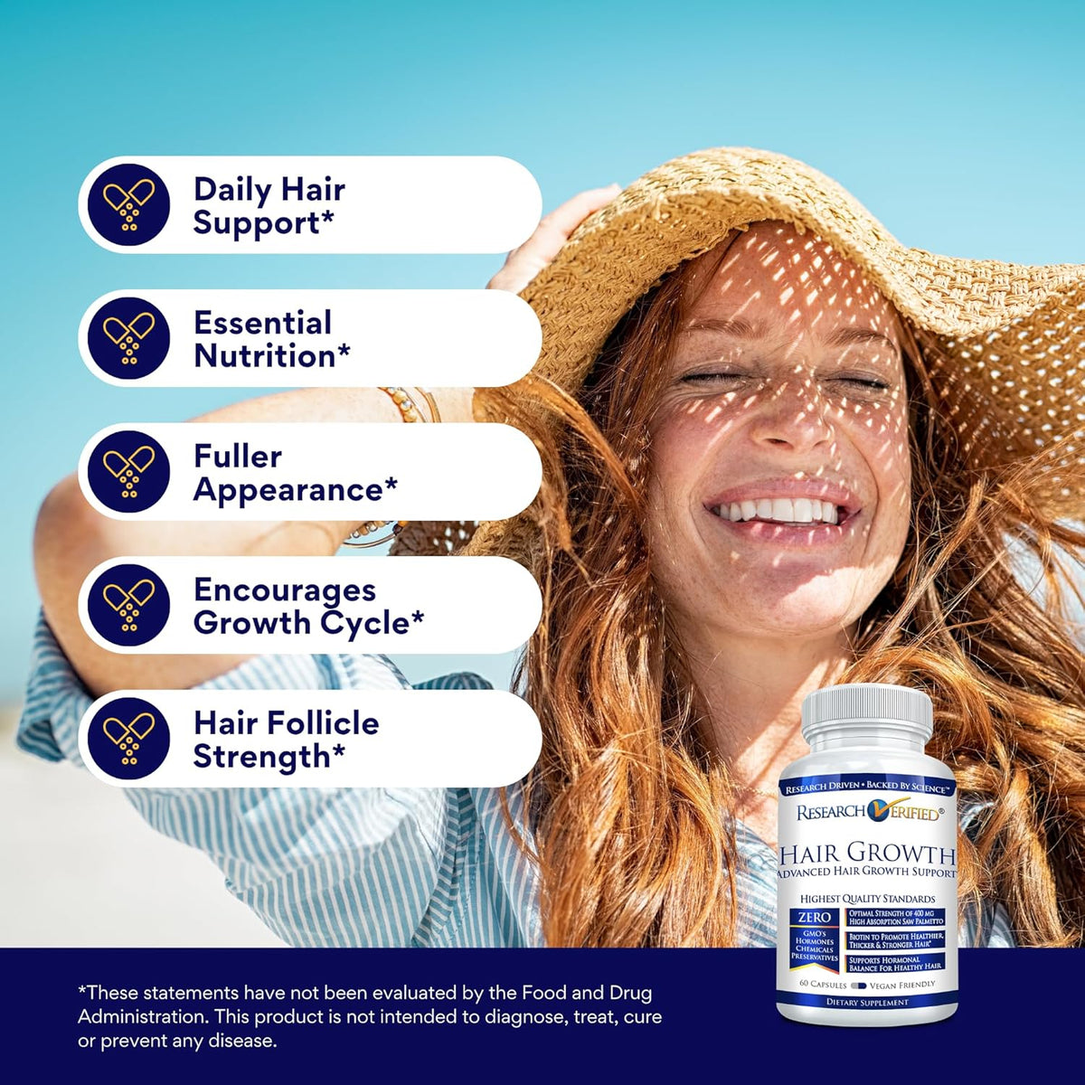 Research Verified Hair Growth Support - with Biotin, DHT Blockers & Vitamins - Hair Growth and Hair