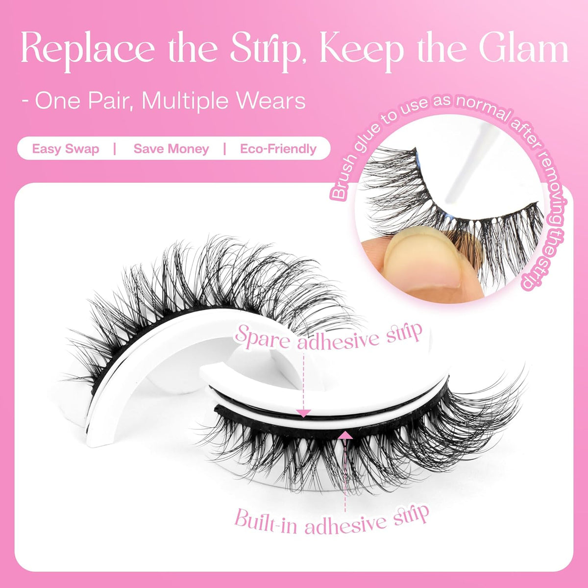 CALAILIS Self Adhesive Eyelashes 5 Pairs Natural Look Press On Lashes No Glue Need Eyelashes