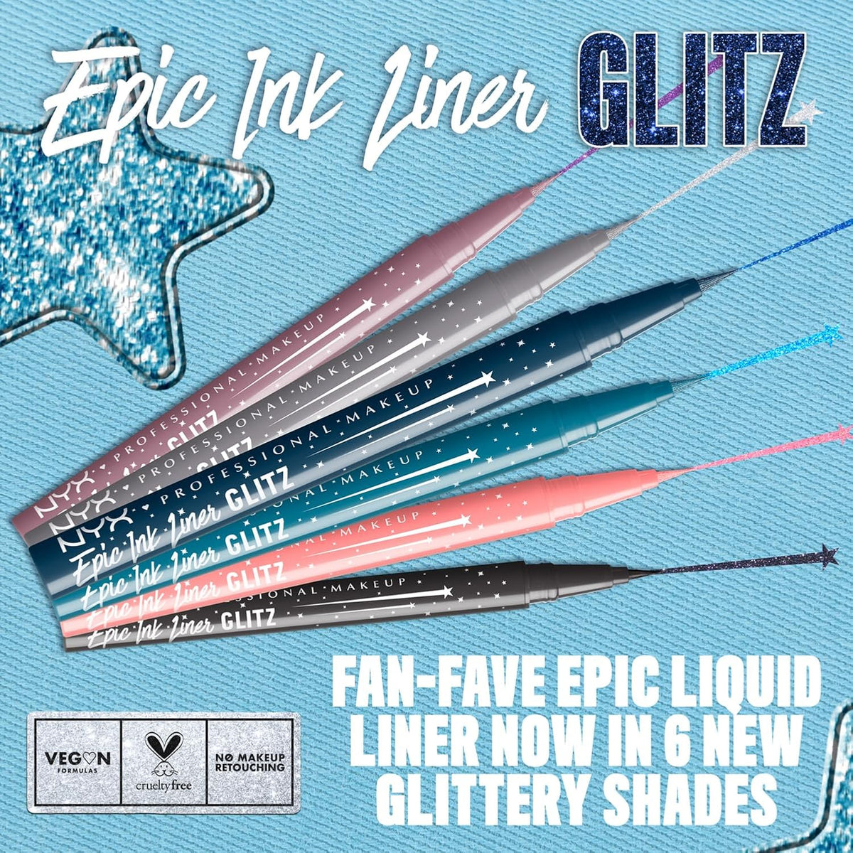 NYX PROFESSIONAL MAKEUP Epic Ink Glitz Liner, Waterproof Metallic Liquid Eyeliner with Vegan