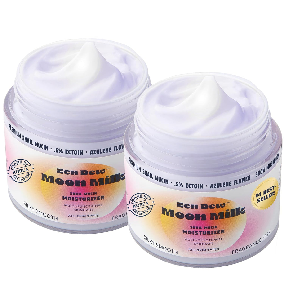 Moon Milk Snail Mucin Moisturizer Gel Cream 3.52 Oz - Blue Light Skin Defense - Korean Snail Mucin