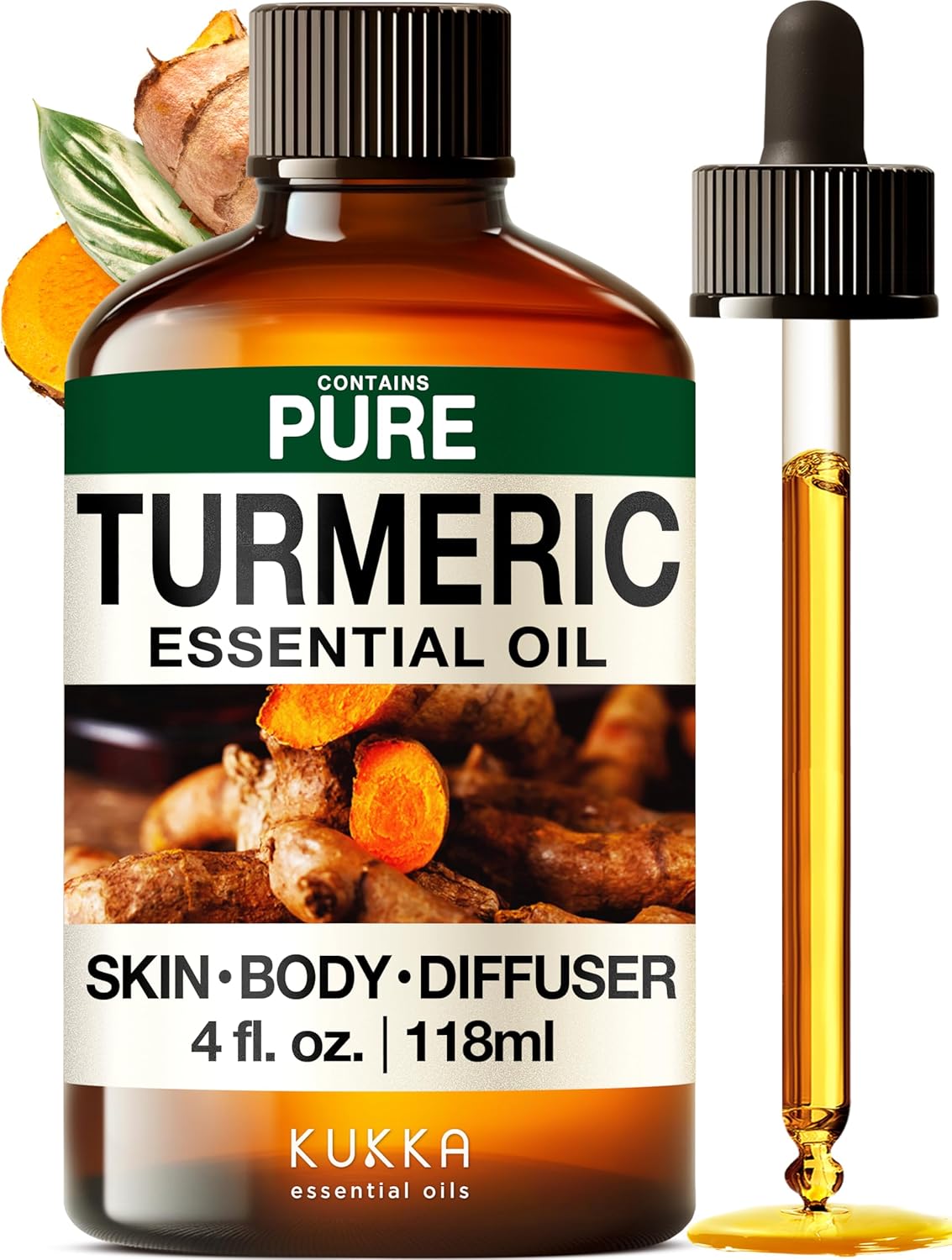 Kukka Turmeric Oil for Skin - 4 Fl Oz - Turmeric Essential Oil, Herbaceous Scent, for Face, Hair