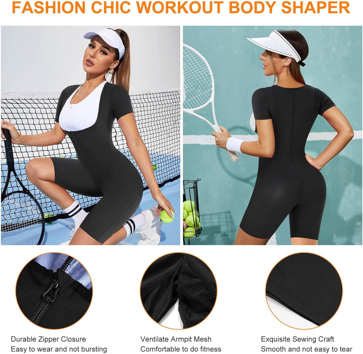 URSEXYLY Sauna Suit for Women Sweat Vest Waist Trainer 3 in 1 Slimming Full Body Shaper Workout Top