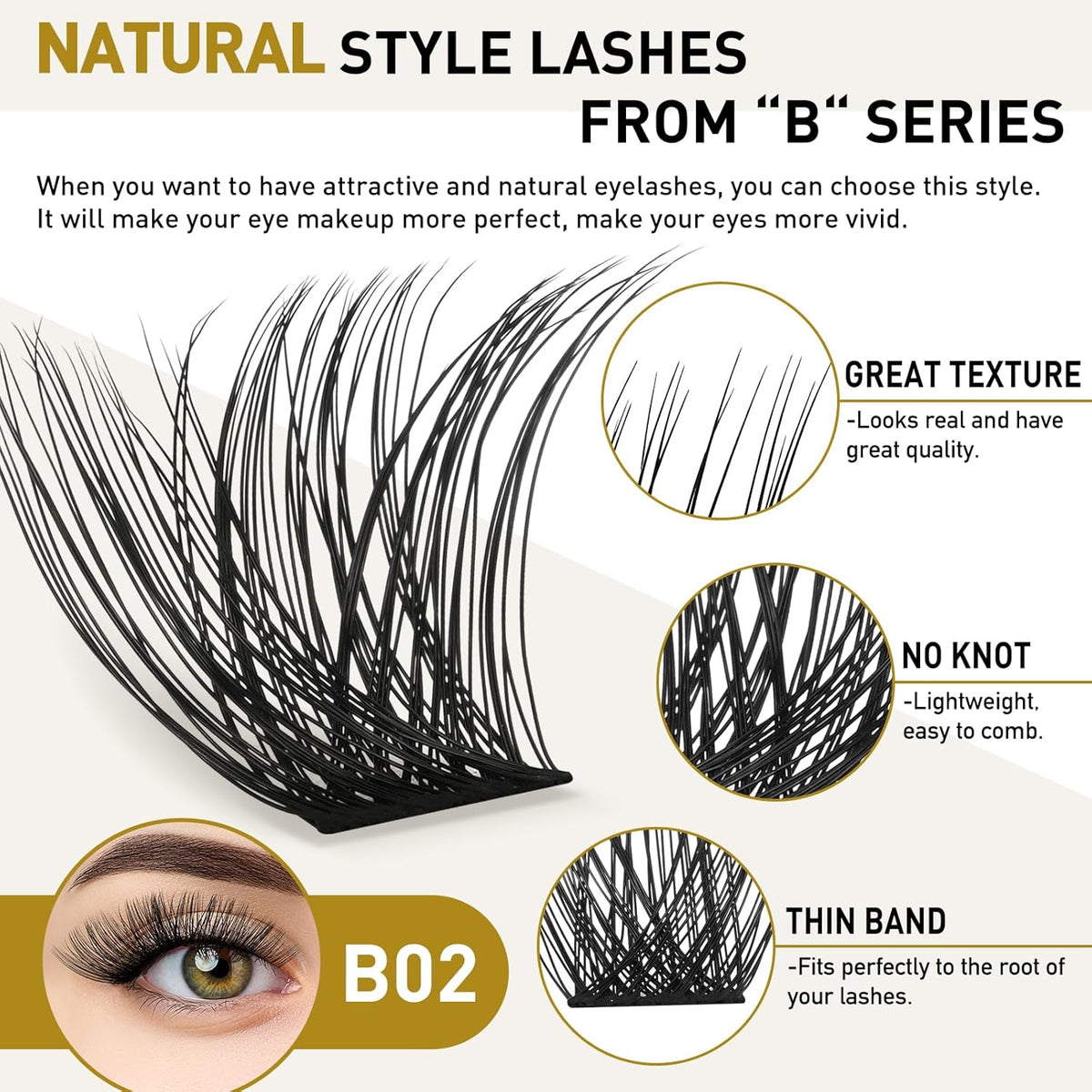 Lash Clusters B02 D Curl 14mm DIY Eyelash Extensions C D Curl B&Qaugen Mega Volume Individual
