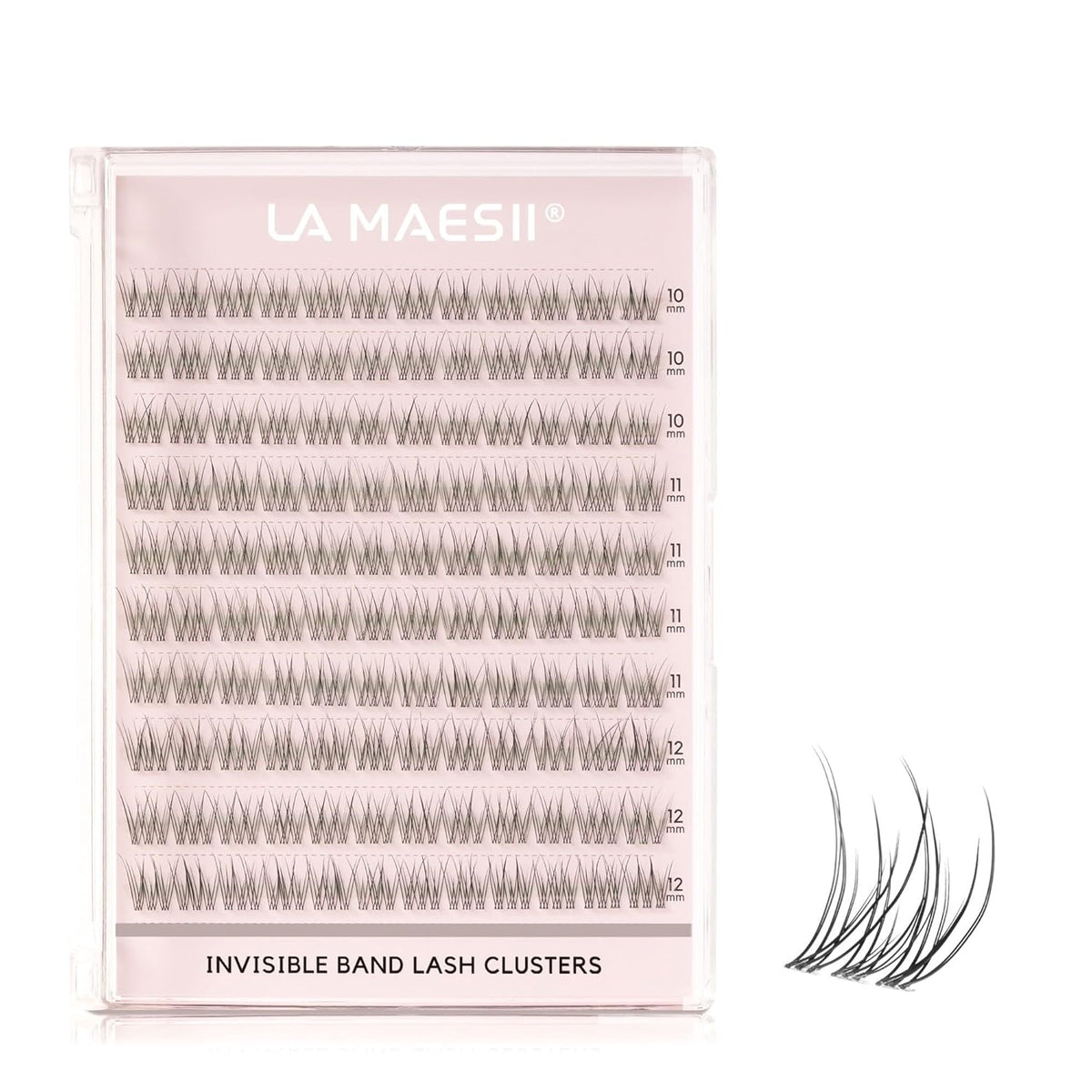 120Pcs Clear Band Lash Clusters 10-14mm Natural Look Cluster Eyelashes C Curl Resuable Invisible