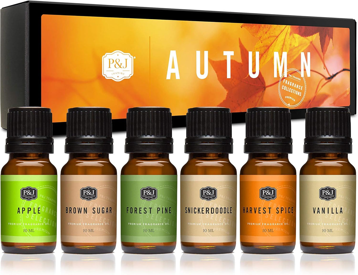 P&J Fragrance Oil Autumn Set | Brown Sugar, Apple, Harvest Spice, Vanilla, Forest Pine, and