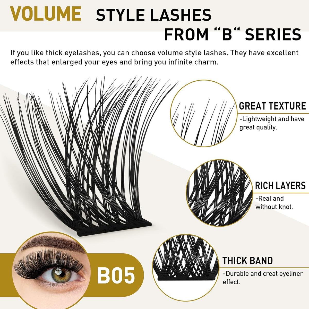 Lash Clusters B05 D Curl 8-16mm DIY Eyelash Extensions 72 Clusters Lashes B&Qaugen Fluffy
