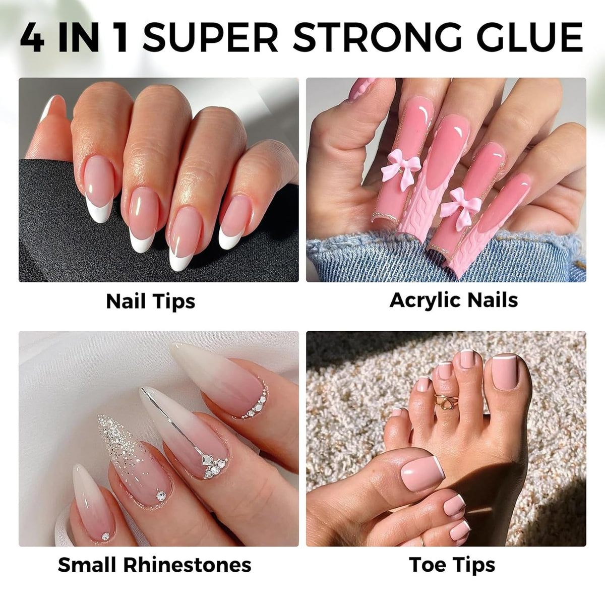 40ml Super Strong Nail Glue Soft Solid Gel Nail Glue for Press Ons Acrylic Nails, Mess Free, Lamp
