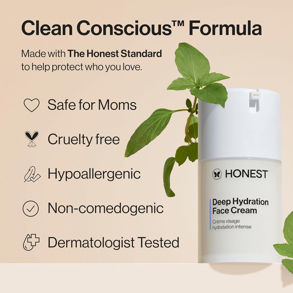 Honest Beauty Deep Hydration Face Cream for Dry Skin | Hydrates + Supports Natural Moisture Barrier