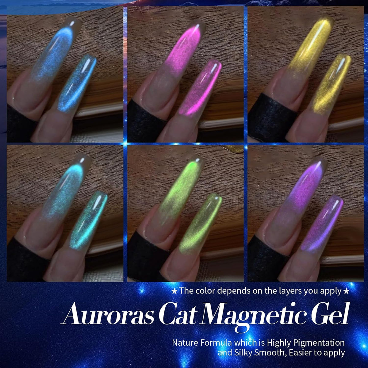 Born Pretty Cat Magnetic Eye Gel Nail Polish Aurora Mermaid Blue Purple Pink Yellow Red Gel Polish