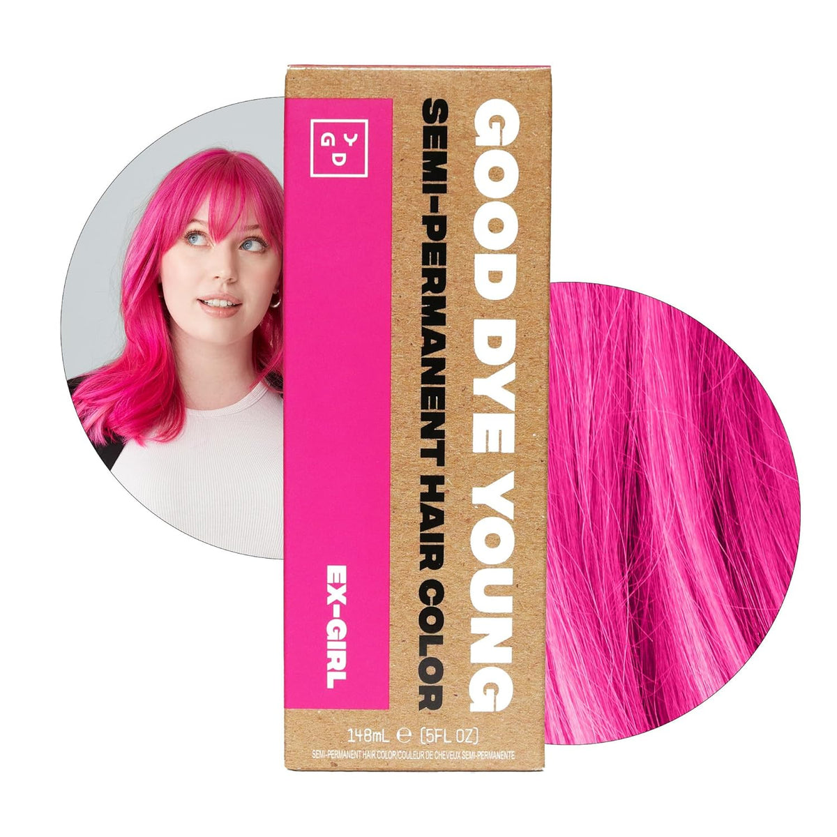 Good Dye Young Semi-Permanent Hair Color, Vegan and Cruelty-Free Pink Hair Dye, Last up to 24
