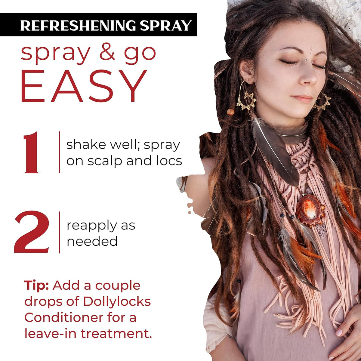 Dollylocks Dreadlock Refreshening Spray for Locs - Pepe Le Rosemary, Peppermint Lemon and Rosemary