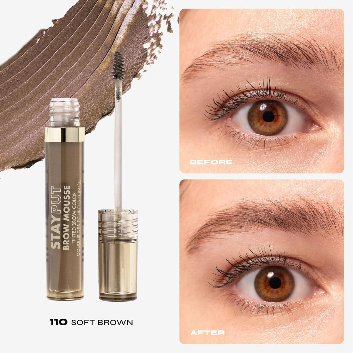 Milani Brow Tint- Stay Put Tinted Brow Mousse, Nourishing, High-Pigment infused with Shea Butter