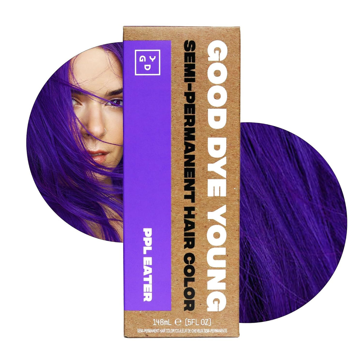 Good Dye Young Semi-Permanent Hair Color, Vegan and Cruelty-Free Purple Hair Dye, Last up to 24
