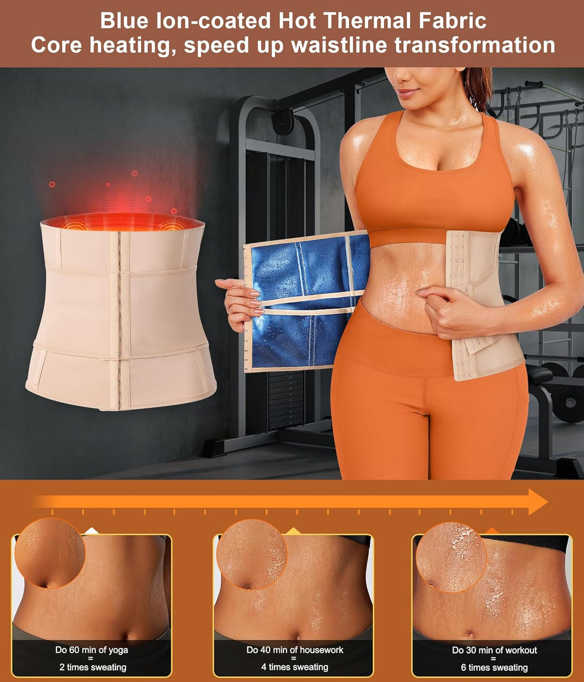 TrainingGirl Waist Trainer for Women Belly Working Out Trimmer Corset Sauna Sweat Belt Band Stomach