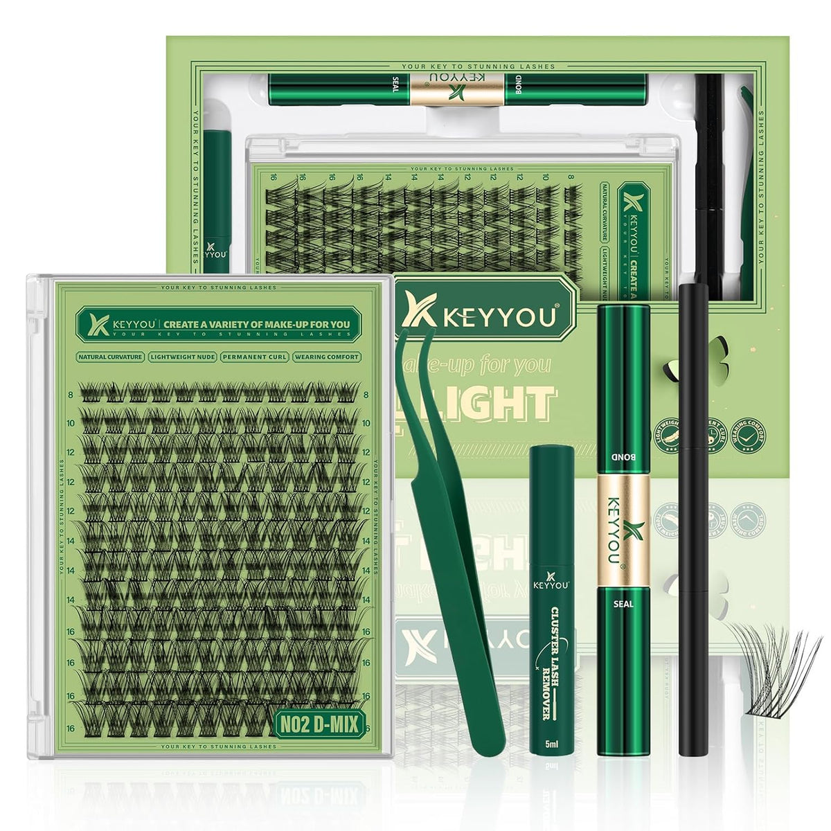 Natural Lash Clusters Kit 144Pcs DIY Lash Extension Kit Wispy Eyelash Extensions Kit D Curl 8-18MIX