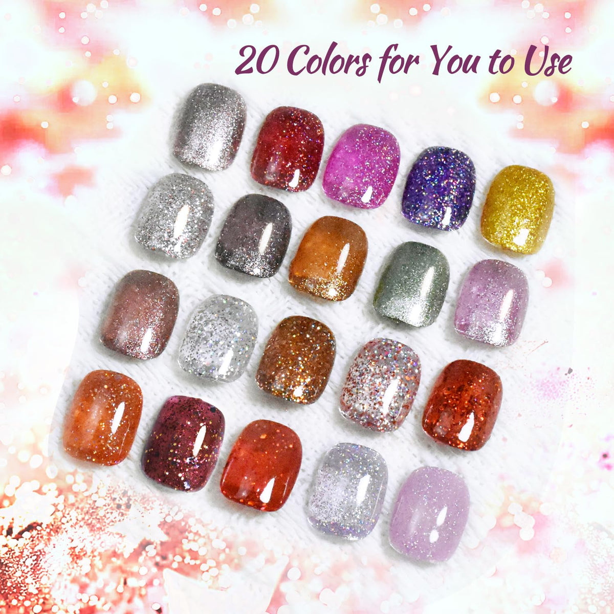 JODSONE 23 Bottles of Glitter Colorful and Elegant Gel Polish kit with 3 Bottles of Matte and