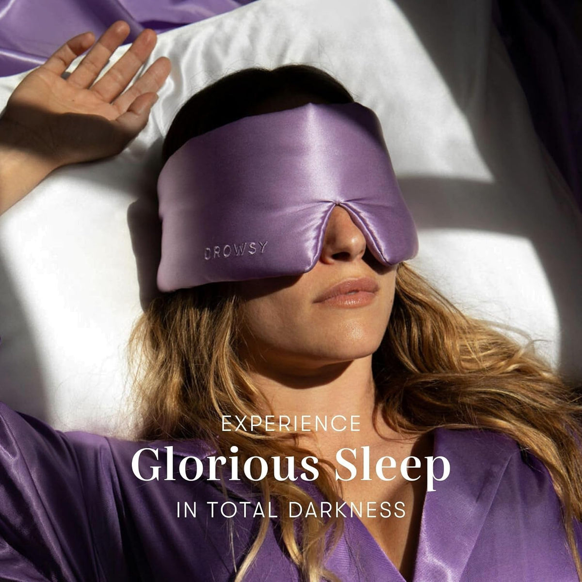 DROWSY Silk Sleep Mask. Face-Hugging, Padded Silk Cocoon for Luxury Sleep in Total Darkness.