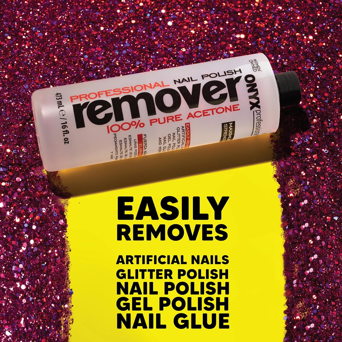 Onyx Professional 100% Pure Acetone Nail Polish Remover Kit with 7 inch Nail File, 16 fl oz - Made