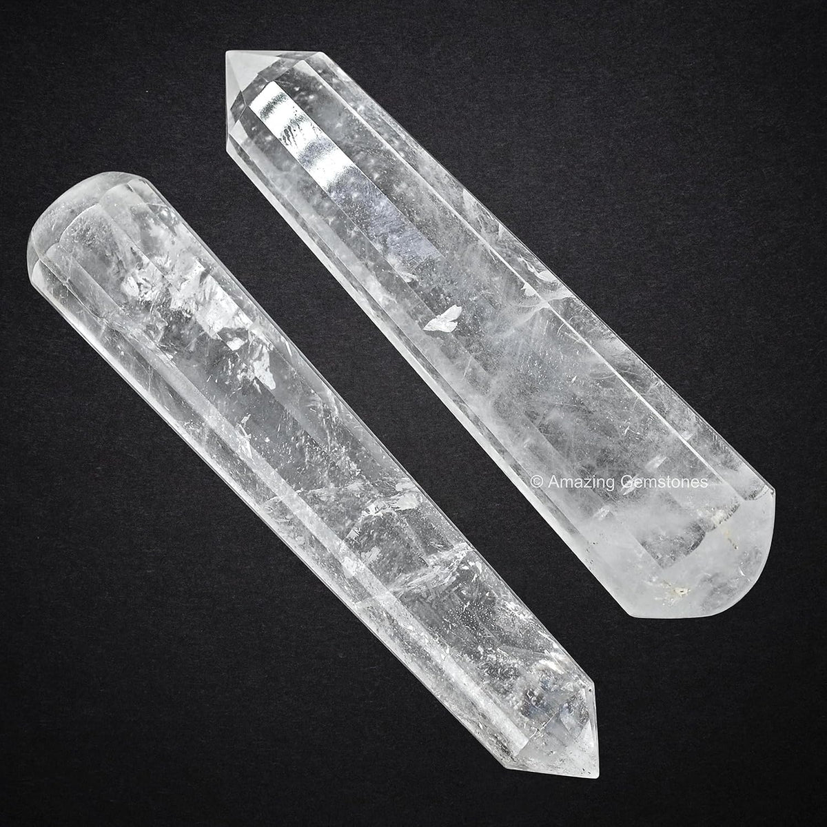 Amazing Gemstone Clear Quartz Crystal Wand Massage Stick - Pelvic Wand Gua Sha for Adults