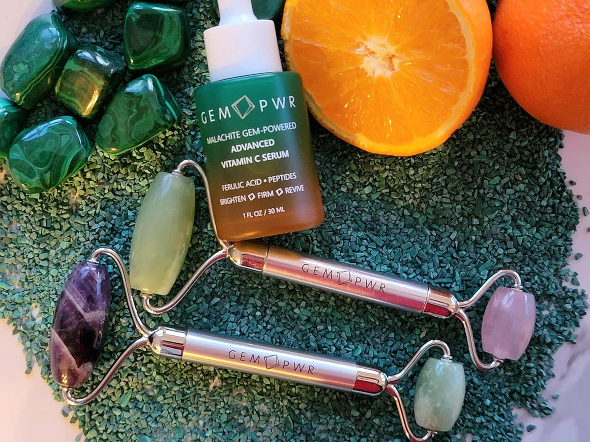 Amethyst + Jade Roller for Face and Neck Massage, Dual Gemstones with Durable Steel Handle and