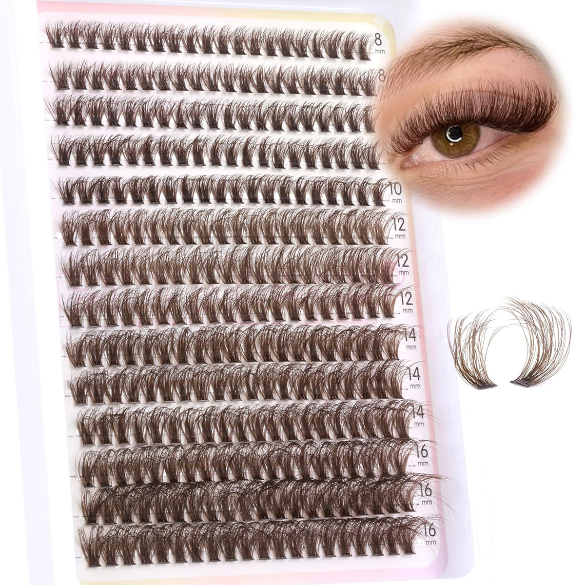 Brown Lash Clusters Eyelash Extensions 280pcs Volume Eyelash Clusters Lash Extensions 8-16MM