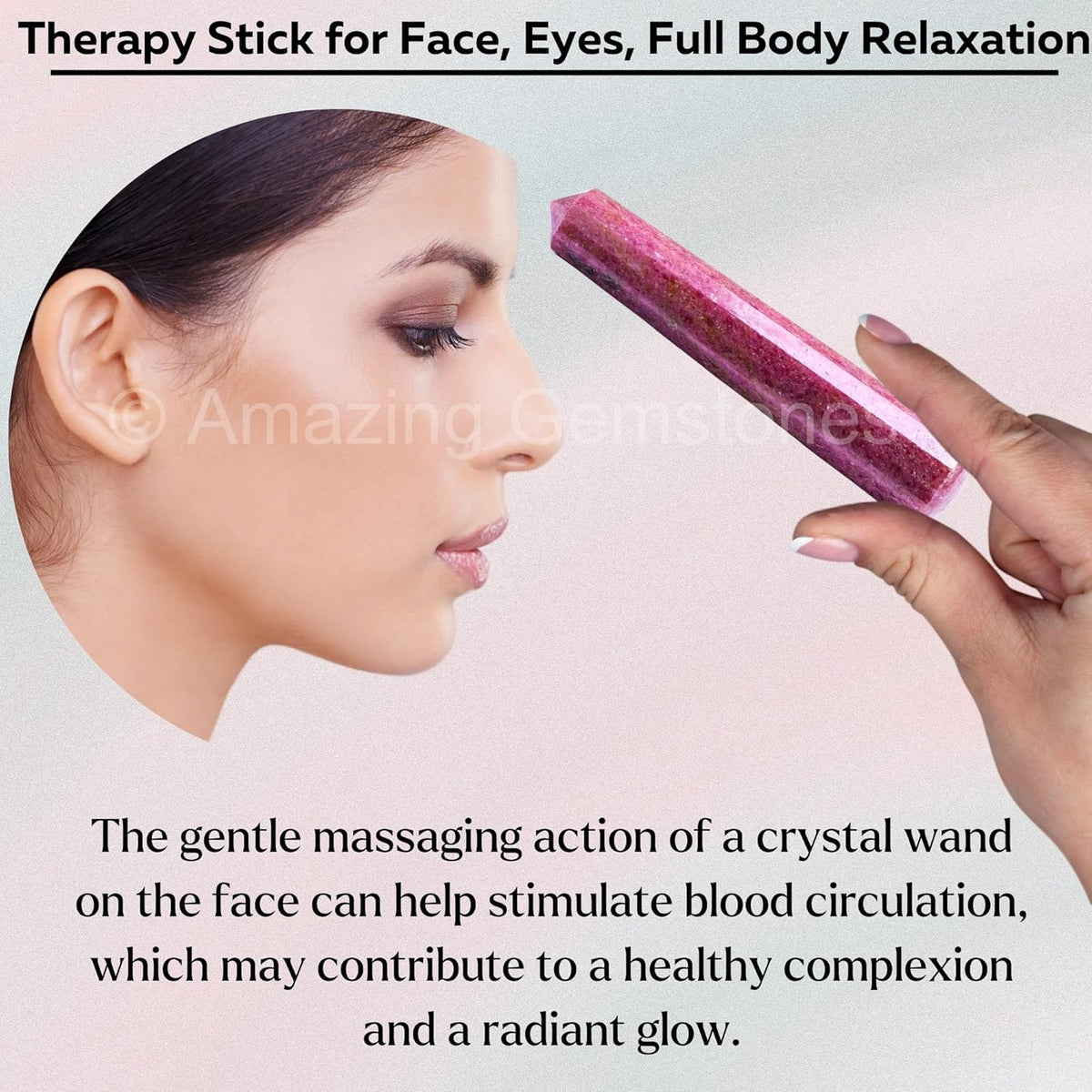 Amazing Gemstone Rhodonite Crystal Wand Massage Stick - Pelvic Wand Gua Sha for Adults - Crystals