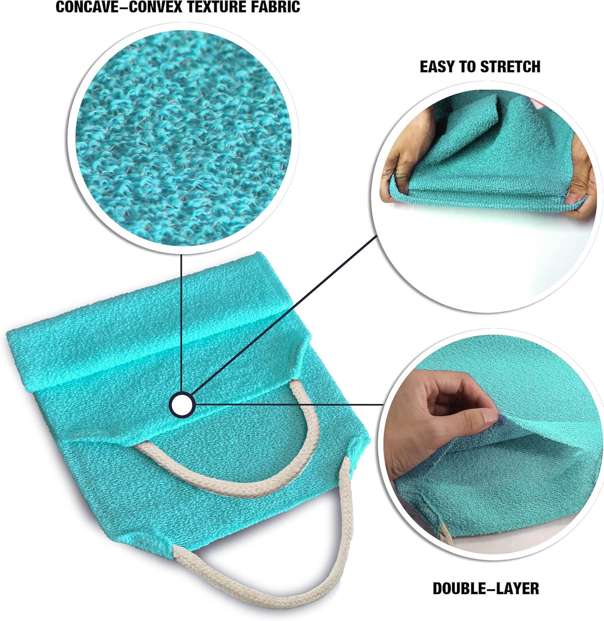 Evridwear Exfoliating Back Scrubber with Handles Two Sides for Body Shower Deep Cleans Skin