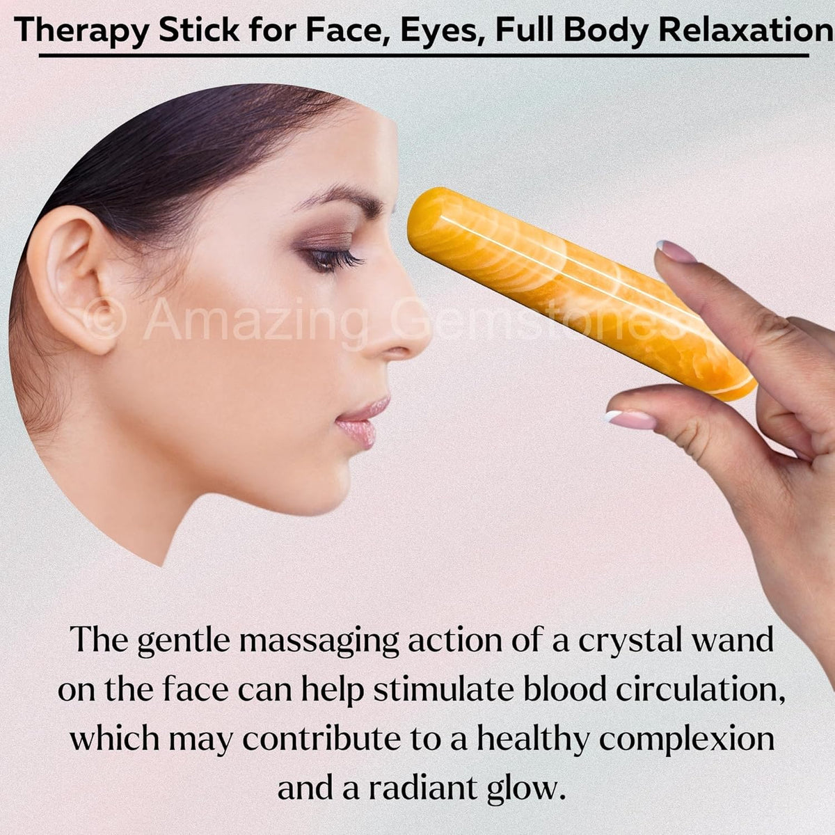 Yellow Calcite Crystal Wand Massage Stick - Pelvic Wand Gua Sha for Adults - Crystals and Healing