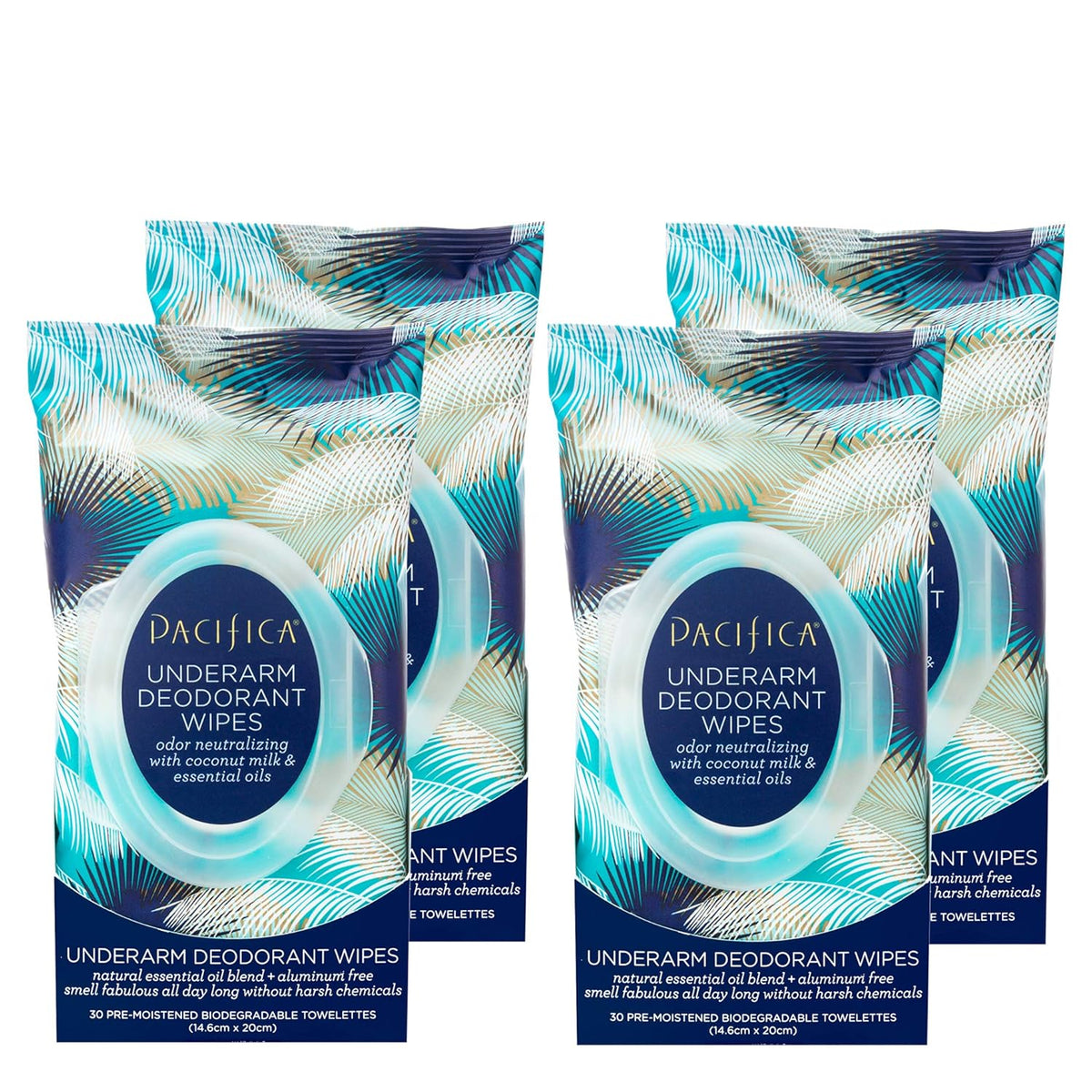 Pacifica Beauty Coconut Milk & Essential Oils Underarm Deodorant Wipes, Helps Remove Odor