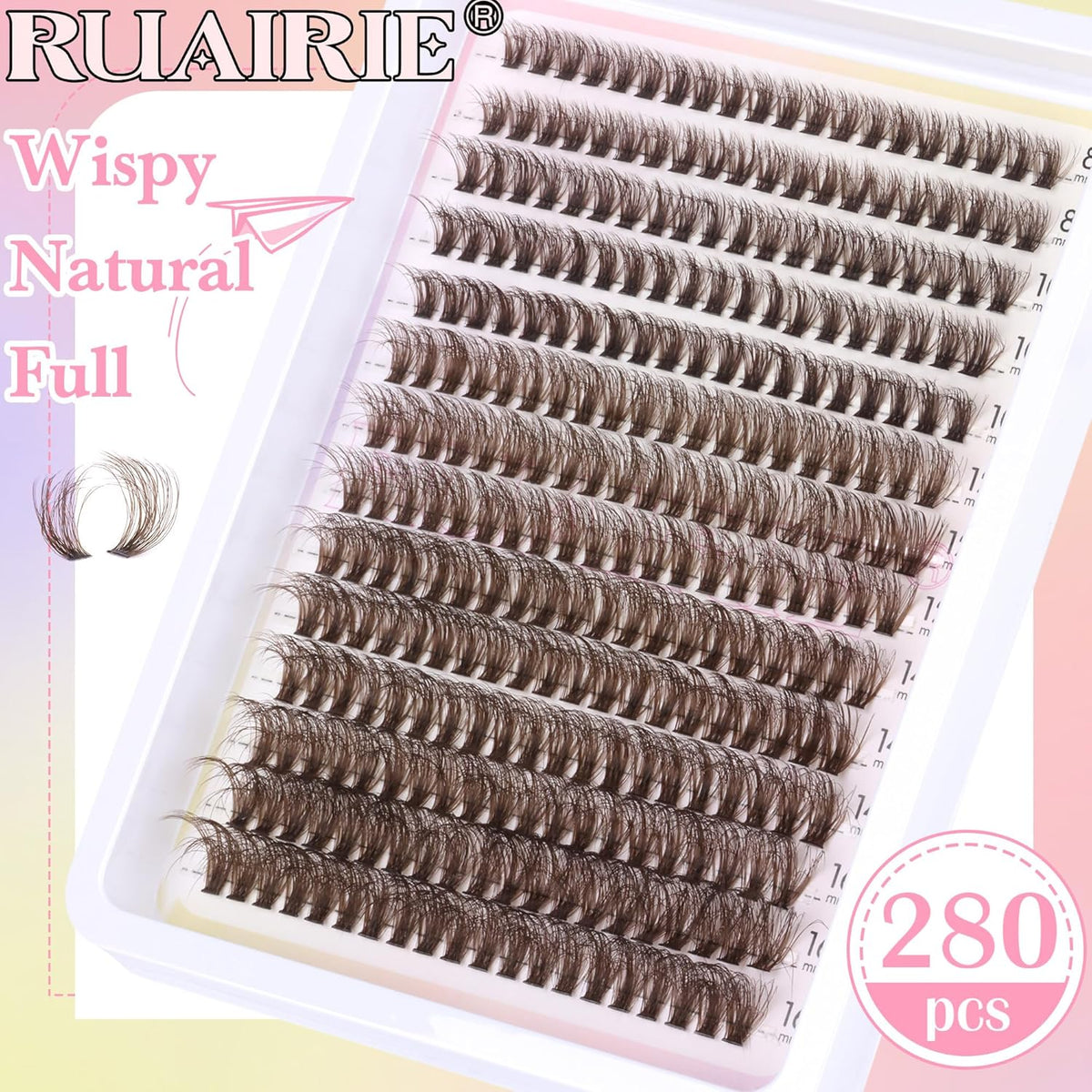 Brown Lash Clusters Eyelash Extensions 280pcs Volume Eyelash Clusters Lash Extensions 8-16MM