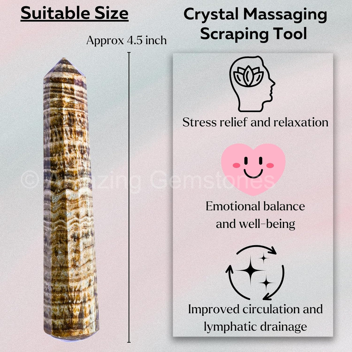 Amazing Gemstone Aragonite Crystal Wand Massage Stick - Pelvic Wand Gua Sha for Adults - Crystals