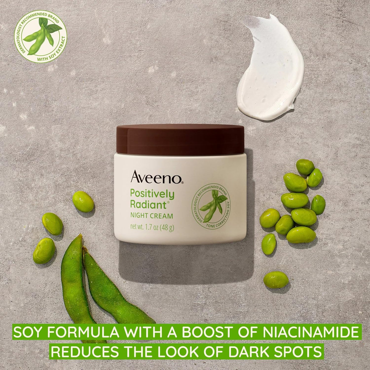 Aveeno Positively Radiant Moisturizing Face & Neck Night Cream with Tone Correcting Soy &