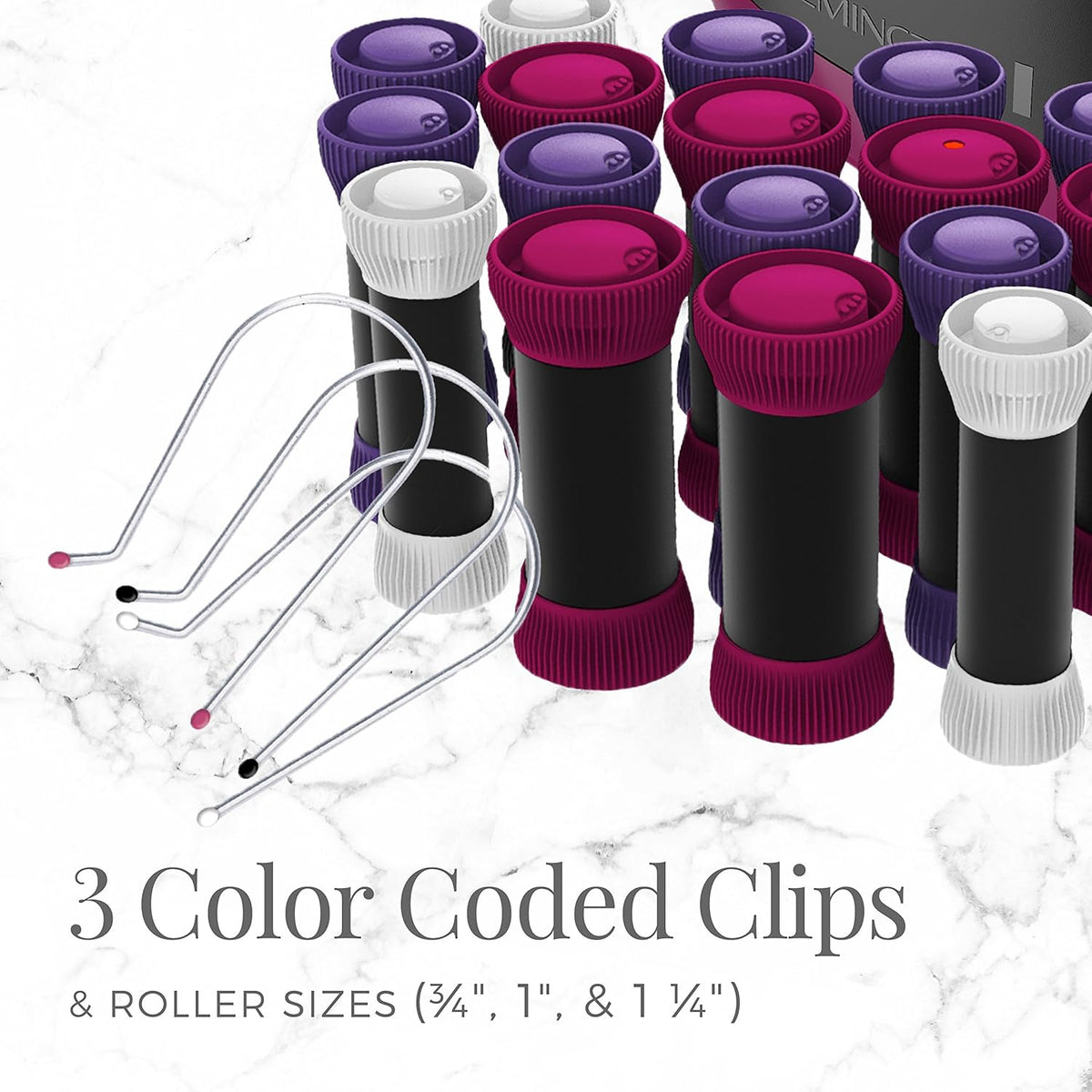 Remington Ionic Conditioning Hair Setter, 20 Velvet Hair Rollers, 6 Large (1¼”), 10 Medium (1"), 4
