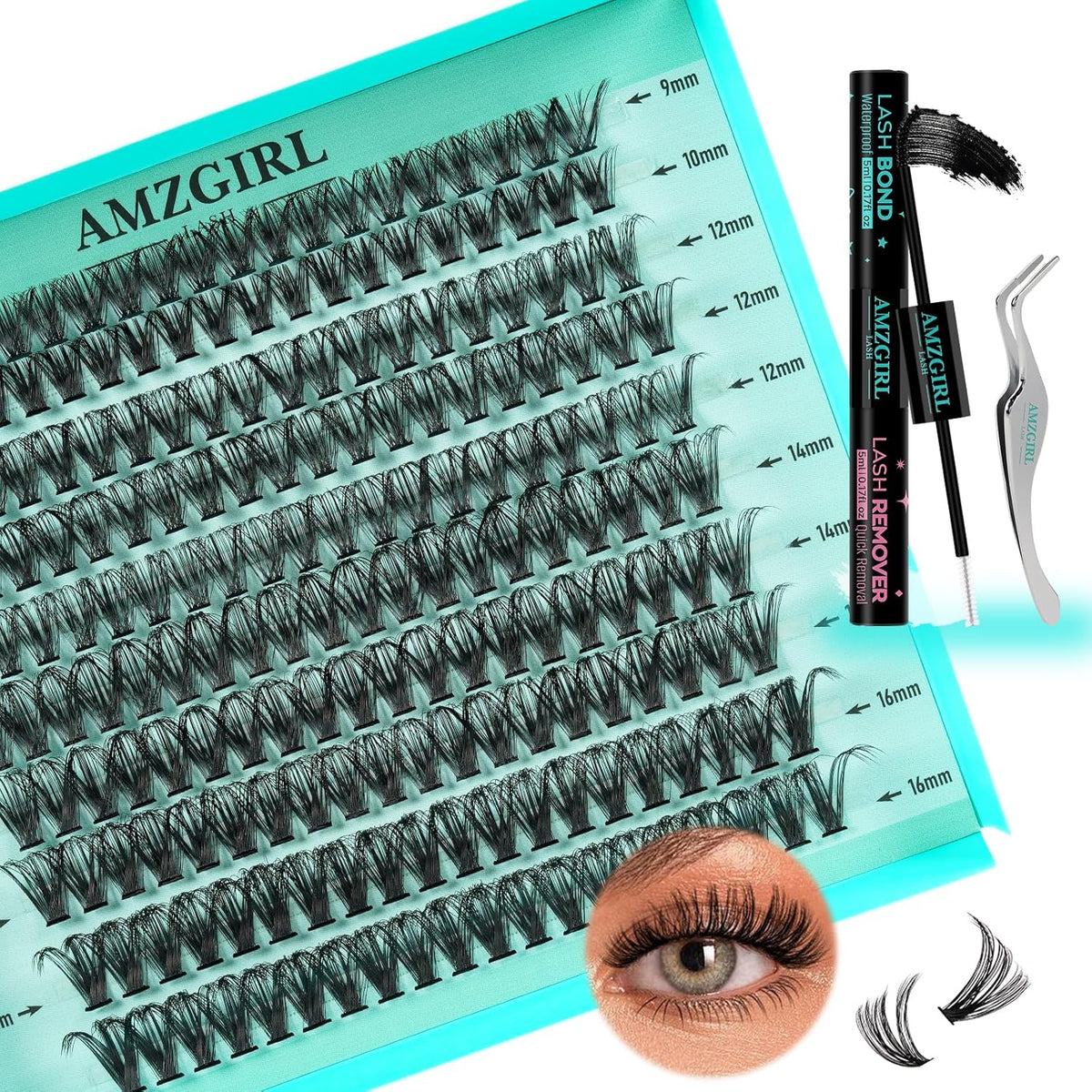 Lash Extension Kit 200PCS Lash Clusters Mix Eyelash Extension Kit with Waterproof Lash Bond and