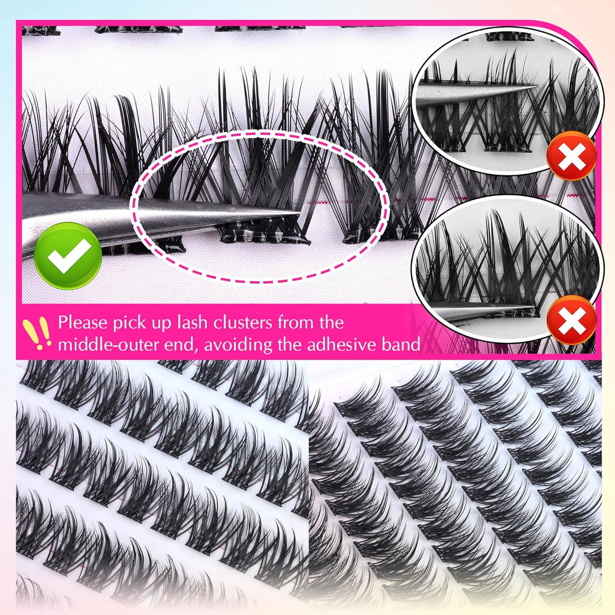 Self Adhesive Eyelashes Wispy Self Adhesive Lash Clusters Natural Lashes Clusters Pre Glued Eyelash