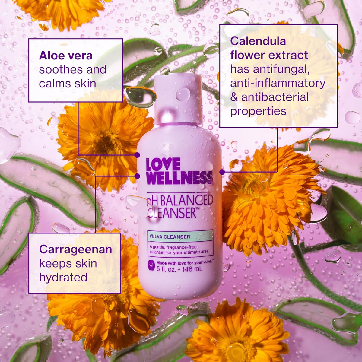 Love Wellness pH Balancing Cleanser | Feminine Vaginal Wash | Fragrance-Free | Vaginal Cleanser for