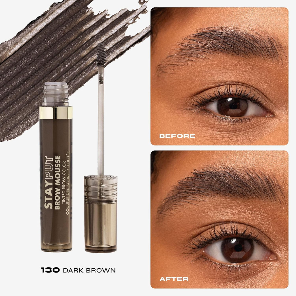 Milani Brow Tint- Stay Put Tinted Brow Mousse, Nourishing, High-Pigment infused with Shea Butter