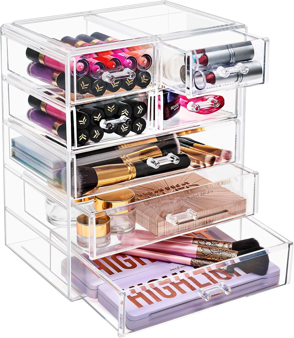 Sorbus Acrylic Makeup Organizer Set, 7-Drawer Vanity & Countertop Cosmetic Storage with Small &
