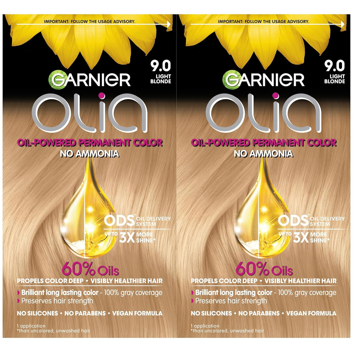 Garnier Hair Color Olia Ammonia-Free Brilliant Color Oil-Rich Permanent Hair Dye, 9.0 Light Blonde